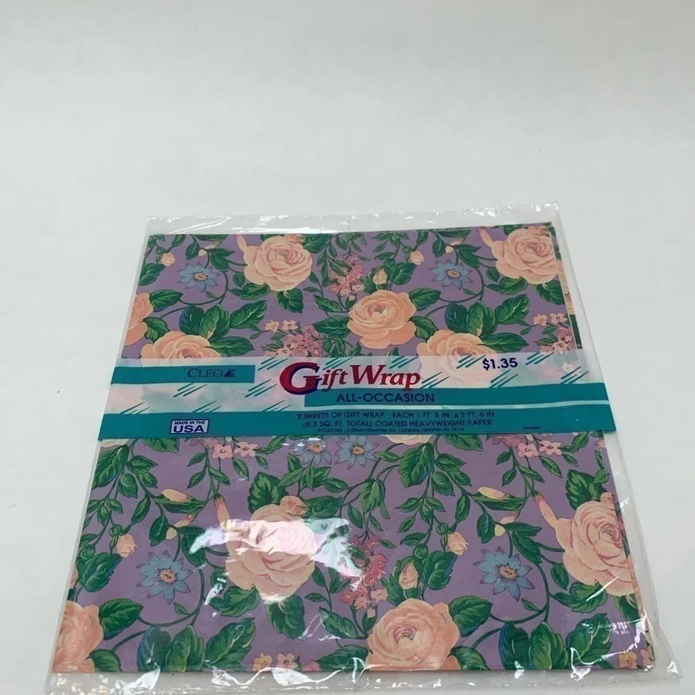 Vintage Gift Wrap Wrapping Paper Cleo Disney Floral set of 2 NIP